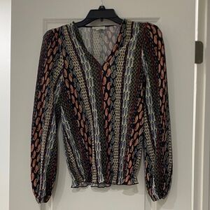 Chenault Black and Orange Patterned Blouse